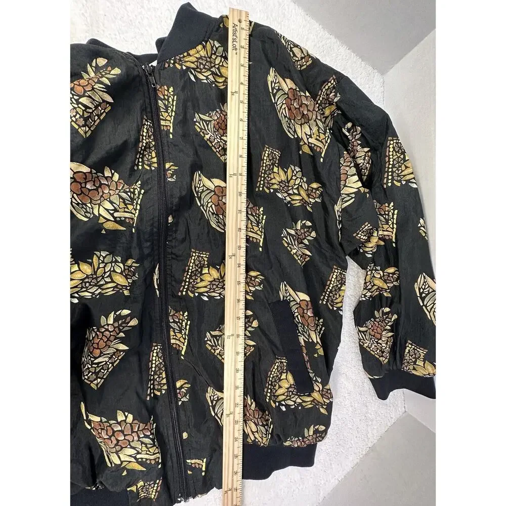 VINTAGE Adolfo Sport 80s 90s Bomber Jacket Unique PRINT’S For All SEASON! Sz.L - Picture 13 of 14